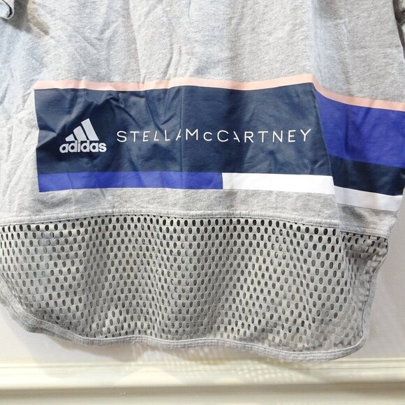 Adidas Stella Mccartney Spell Out Logo Mesh Hem T-Shirt Size S Workout - Picture 3 of 8